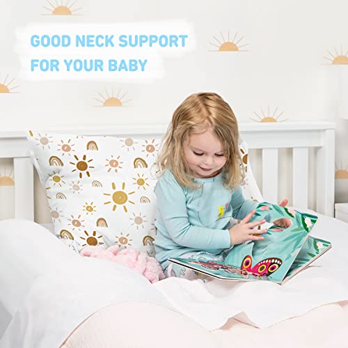 Toddler Pillow,13X18 Soft Baby Pillows For Sleeping, Machine Washable Kids Pillow With Cotton Pillowcase, Perfect For Travel, Toddlers Cot (Happy Sunny Rainbow) #TOP2