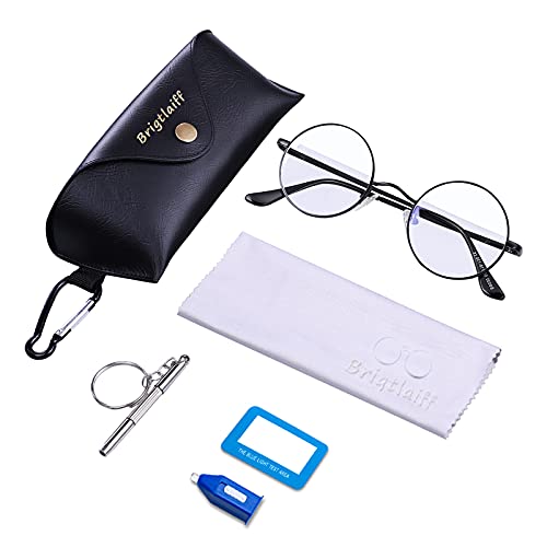 Brigtlaiff Round Blue Light Blocking Glasses For Men Women John Lennon Style Computer Gaming Tv Glasses Anti Eyestrain (Black Frame) #TOP5