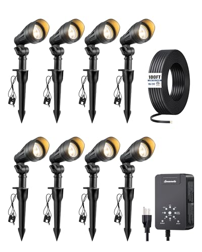 DEWENWILS&EDISHINE DEWENWILS Transformer, 8x3.2W LED Lights, 100FT Wire, 8 Pack Connector