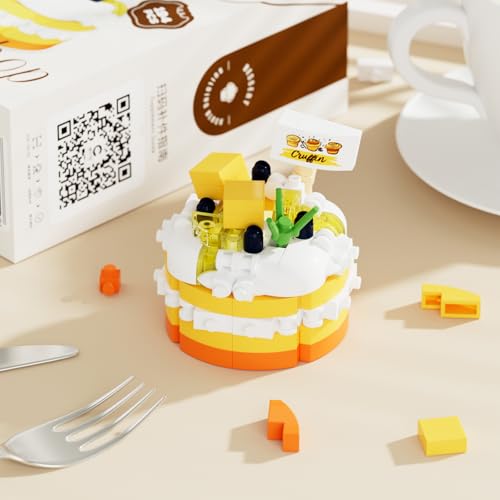 Vilbocr Dessert Bausteine, Kreative Stadt Lebensmittel Spielzeug Set ,Mini Kuchen Geschenk Party Spiel Zubehör, Osterei Füller für Kinder (Mangokäse 194Pcs)