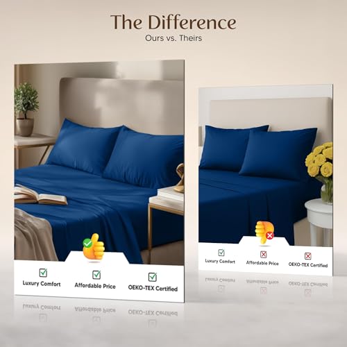 Image of Utopia Bedding King Size Sheet Set - 4 Piece Bed Sheets, Soft and Breathable Microfiber, Includes 1 Fitted Sheet, 1 Flat Sheet and 2 Pillowcases - Oeko Tex (Dusk Blue)