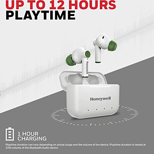 Image of Honeywell Moxie V1000 Truly Wireless Earbuds, Bluetooth V5.0, 2 hrs uninterrupted Music with 10 mins of Charge, Dynamic 10mm*2 Drivers, 200mAh Battery, IPX4 Water Resistance, Voice Assistant Enabled