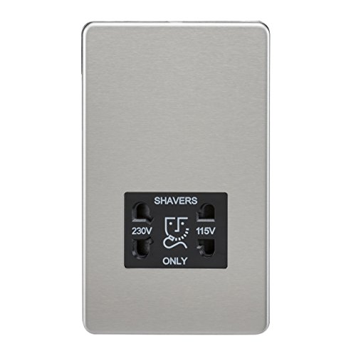 Knightsbridge SF8900BC Screwless Dual Voltage Shaver Socket in Brushed Chrome with Black Insert