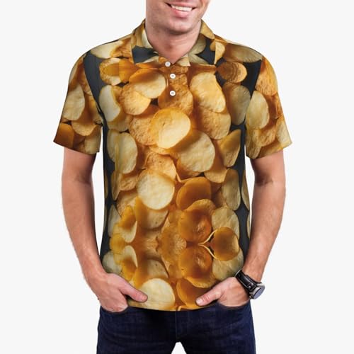 Potato Chips Print Polo Shirts Short Sleeve Tees Breathable Golf Work Outdoor Activities Casual Wear4