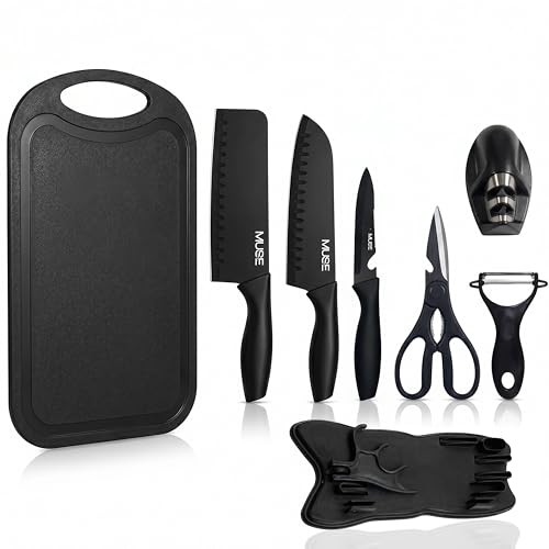 Miniatura 2 de Muse Home Juego De Cuchillos De Cocina Profesional 8 Piezas Con Soporte, Pelador Y Afilador, Set Completo De Cuchillos Para Carne Y Cocina