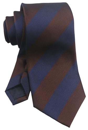 Ctskyte Mens Preppy Stripe Ties Modern Menswear Elegant Luxury Unique Slim Neckties in Navy and Chocolate Brown