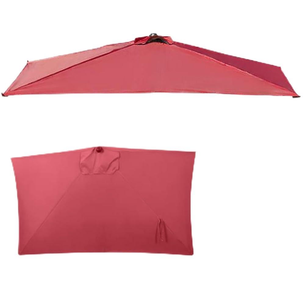 Tela para sombrilla semirectangular de pared 2,5x1,2 m, repuesto anti-UV burdeos 5 varillas