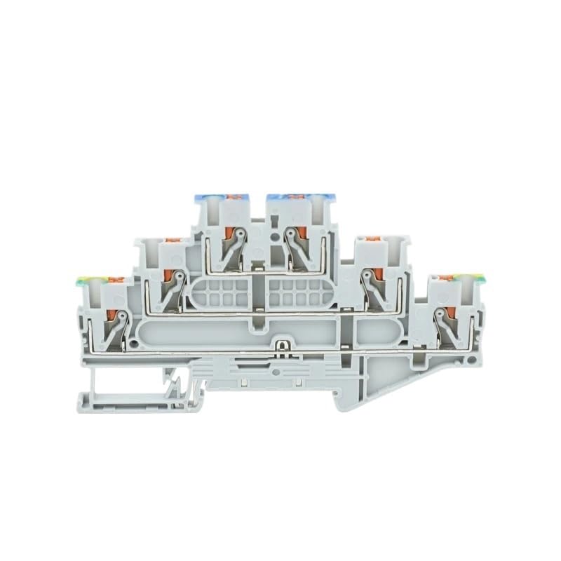 Morsettiera su guida a 3 livelli PT2.5-PE/L/N da 10 pezzi | Connettore di protezione elettrica da 2,5 mm² di messa a terra modulare push-in dello strato inferiore(Plug-in Bridge)