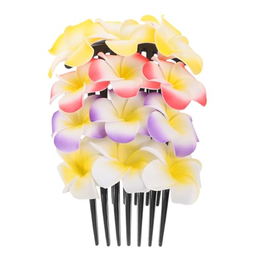 OUNONA 4個点彩色花?ヘアコーム レディース婚礼用プルメリア花飾り 軽量