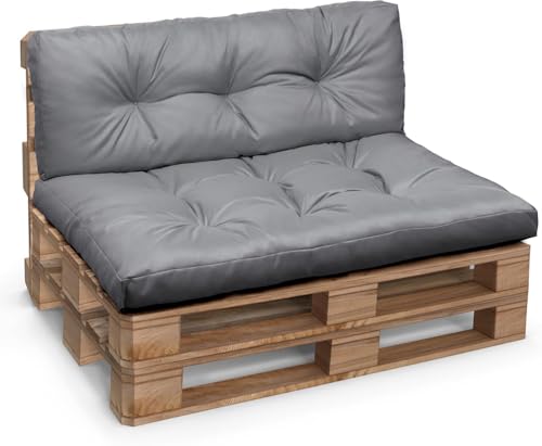 Palettenkissen 120 x 80 Wasserdicht - Europaletten Sitzkissen set Outdoor - Rückenkissen zum Garten...