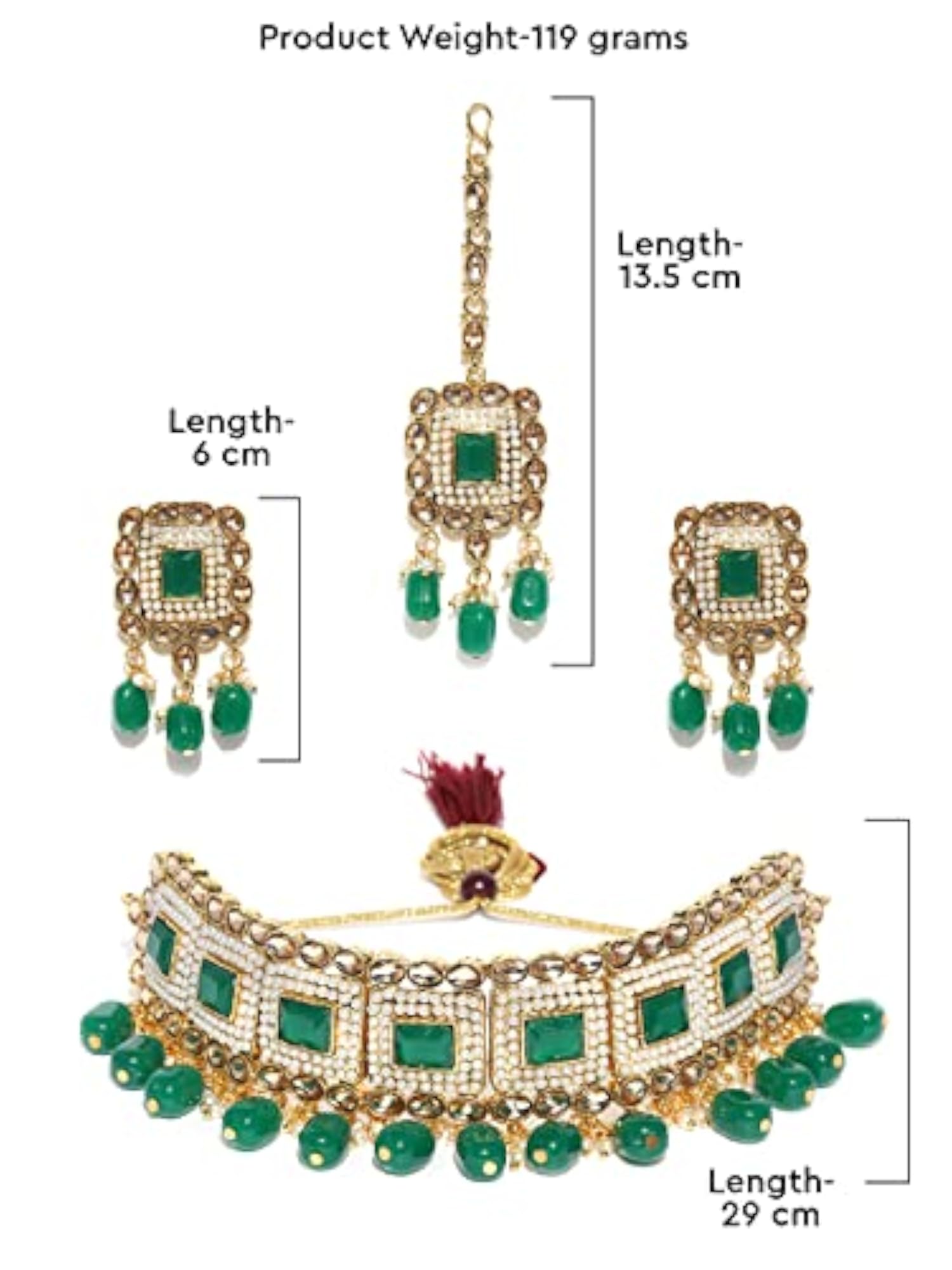 Women's Mesmerising Green Traditional Choker Jewellery Set