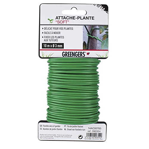 GREENGERS 90354 Lien de Jardinage Soft 10m x 3mm – Attache Plantes Souple – Ficelle de Tuteurage – Ligature Délicate pour Plantes et Tuteurs