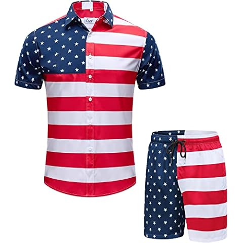 EUOW Men's Hawaiian Shirt and Shorts Set Cover