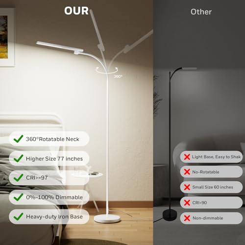 Image of Honeywell LED Floor Lamp Dimmable Gooseneck Reading Living Room Bedroom 77 inch