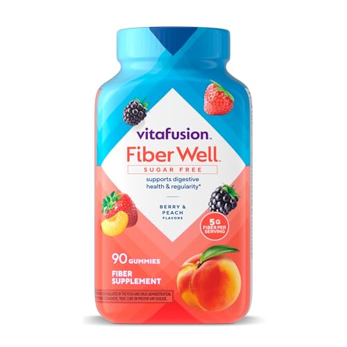 Vitafusion Fiber Well Sugar Free Fiber Supplement, Peach, Strawberry & Blackberry, 90 Count