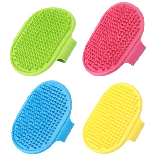 Spazzola da bagno per cani e gatti, 4 pezzi spazzola per il lavaggio del cane, spazzola per la cura dei cani, in silicone, per il massaggio dei cuccioli, Pettine per la pulizia e la cura dei