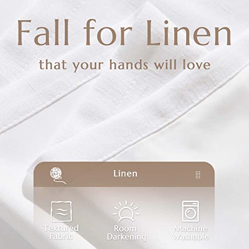Image of jinchan Lined Linen Curtain 84 Inch Light Filtering Grommet 1 Panel White
