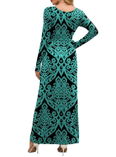 Image of DEARCASE Women's Maxi Dress Long Sleeve Crewneck Empire Waist Long Dresses | Empire Waist,round neck,floor length, dual side pockets, A-line,fall winter long dresses for wedding guest,party,vacation