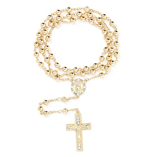 6mm CCB Beads Alloy Crucifix Cross Pendant Rosary Catholic Necklace 20