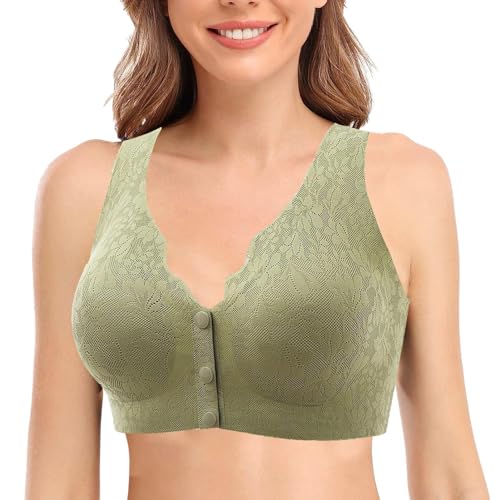 Bralette mit Schnalle vorne, kabelloser Spitzen-BH mit U-förmigem Rücken für Damen, nahtlos, leichte Bralette mit Schnürung für Mädchen, Mama,...