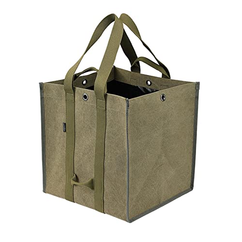 Generic Saco portátil de lenha para lenha com alças fácil de transportar para jardim porta-embalagem