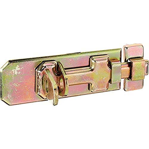 Preisvergleich Produktbild Alberts 123079 Sicherheits-Schlossriegel / mit flachem Griff und befestigter Schlaufe / galvanisch gelb verzinkt / Platte 120 x 45 mm