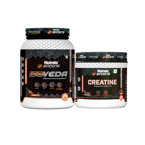Image of Nutrela Sports IsoVeda Whey Protein Combo - 1kg (Chocolate) & 100g Creatine Monohydrate