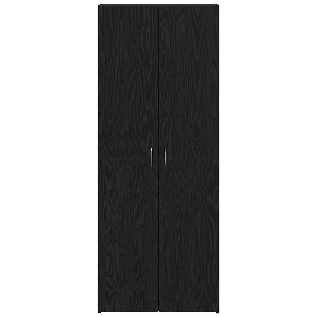 IKAYAA Armadietto in Holz Armadio Porte Battenti Aktenschrank Armadietto per Garage Armadio Ufficio Mobili Ufficio-Rovere nero-60 x 32 x 153 cm