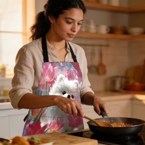 Image of Nuxovilar Decorative Kitchen Apron, 26.77x30.70 Inch Polyester Cooking Wearable Cover