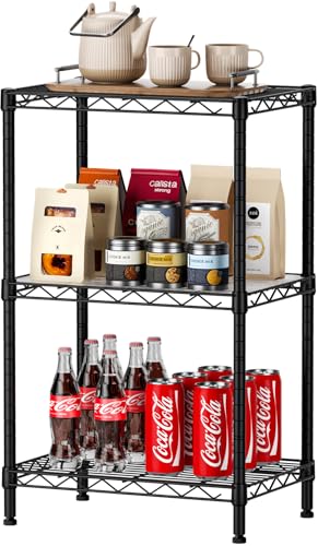 SINGAYE 3 Small Shelves Storage Shelf Wire Shelving Unit Metal Shelf Adjustable Organizers Storage...
