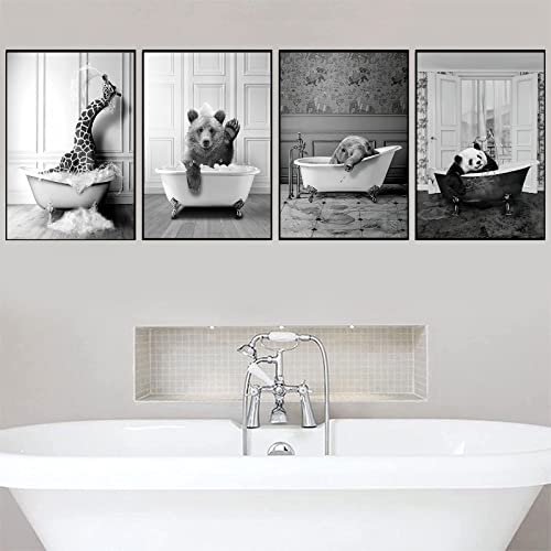 Poster di animali in bianco e nero per il bagno