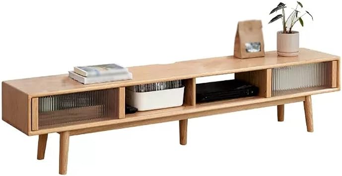 Mueble para Televisor TV Stand with 2 Glass Sliding Doors and Open Shelves Modern Entertainment Center غرفة المعيشة الحد الأدنى من وحدة التحكم الإعلامية Estante para TvA، M-180cm