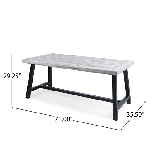 Cassie Outdoor Modern Industrial 3 Piece Acacia Wood Picnic Dining Set With Benches, Sandblasted Light Gray And Black Rustic Metal #TOP7