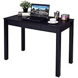 Tangkula Writing Study Table,Computer Desk with Drawer, Home Office Compact Efficient Laptop PC Desk, Wood Workstation Writing Study Desk (Black)