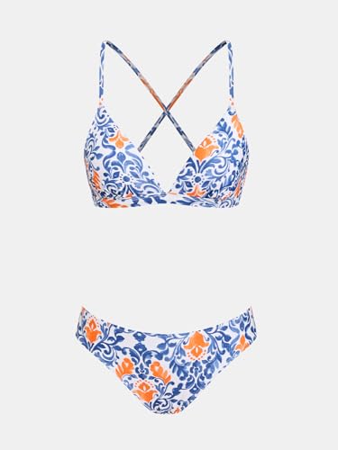 Image of CUPSHE Bikini Set for Women Two Piece Swimsuits V Neck Low Rise Crisscross Back Self Tie Spaghetti Straps
