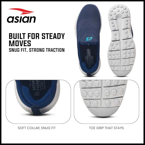 Image of ASIAN Wonderwalk-21 Walking Shoes for Men | Lightweight, Air Cooled Upper & Memory Foam Insole | Slip-On Sneakers for Walking, Travel & All-Day Comfort