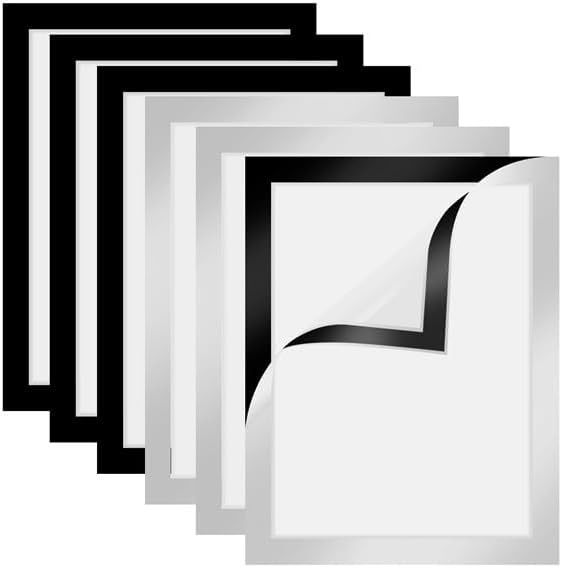 Nagoyuki 6 PCS Frame,41.5x29cm Self-Adhesive, Black and Silver Art Display Picture Frame for Ads, Documents, Photos, Poster, Notices
