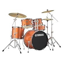 Yamaha Rydeen 5-Piece Drum Set With 20" Bass Drum, Floor Tom, 2 Toms With Ball Clamp And Wood Snare Drum, Orange Glitter