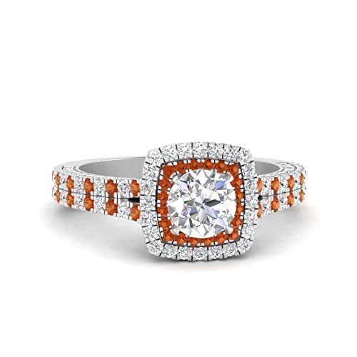 Image of 55Carat Choose Your Gemstone Double Band Square Halo Diamond CZ Ring 925 Sterling Silver Round Shape Halo Engagement Rings Everyday Jewelry Wedding Jewelry Handmade Gifts for Wife US Size 4 to 12