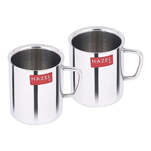 Image of HAZEL Stainless Steel Double Wall Green Tea Coffee Big Sobar Mug, Set of 2, 210 ml (Each)
