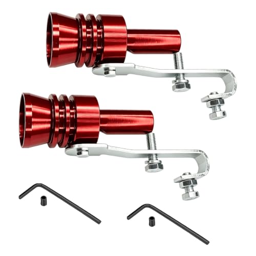 GGAA 2PCS Turbo Whistle for Exhaust Pipe, XL Aluminum Alloy Universal Turbo Sound Exhaust Muffler Pipe Whistle, Exhaust Pipe Sound Booster, Car Roar Maker for SUV Sedan Truck Motorcycle (XL-Red)