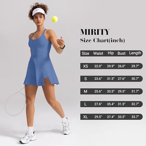 Image of MIRITY Womens Activewear Tennis Dress - Built in Shorts with Pockets and Bra Golf Athletic Workout Dresses