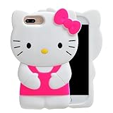 MONEHOYSY Cartoon Case for iPhone 6/7/8/SE 2020, Fashion Cute 3D Cute Kitty Kawaii Soft Silicone Animal Protective Gel Shockproof Gel Back Cover for Kids Women Girls Boys (6/7/8/SE 2020, Hot Pink)