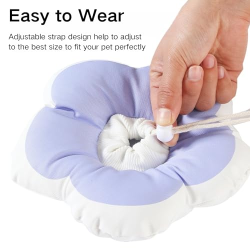 Image of Adjustable Rabbit Protection Cone - Soft Waterproof Recovery Collar for Bunny Chinchilla Guinea Pig Kitten After Surgery Wound Healing Elizabeth Neck Cone E-Collar for Small Pets (Purple, XS)