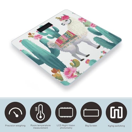 Báscula digital de baño con vidrio templado y pantalla LED clara miniatura 3