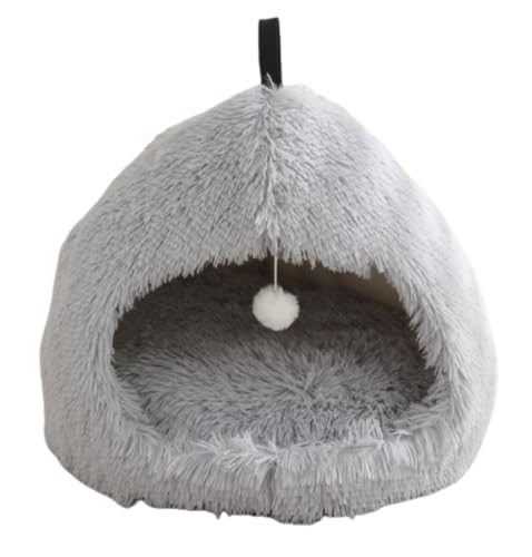 Arfobug 猫ベッド 猫ハウス ペット用寝袋 キャットハウス ドーム型 暖かい ふわふわ 折りたたみ式寝マット 犬猫兼用 室内用 寒さ対策 保温防寒 猫犬小動物用 室内用厚み 暖かい 冬寒さ対策 ペット用品 (S,I)