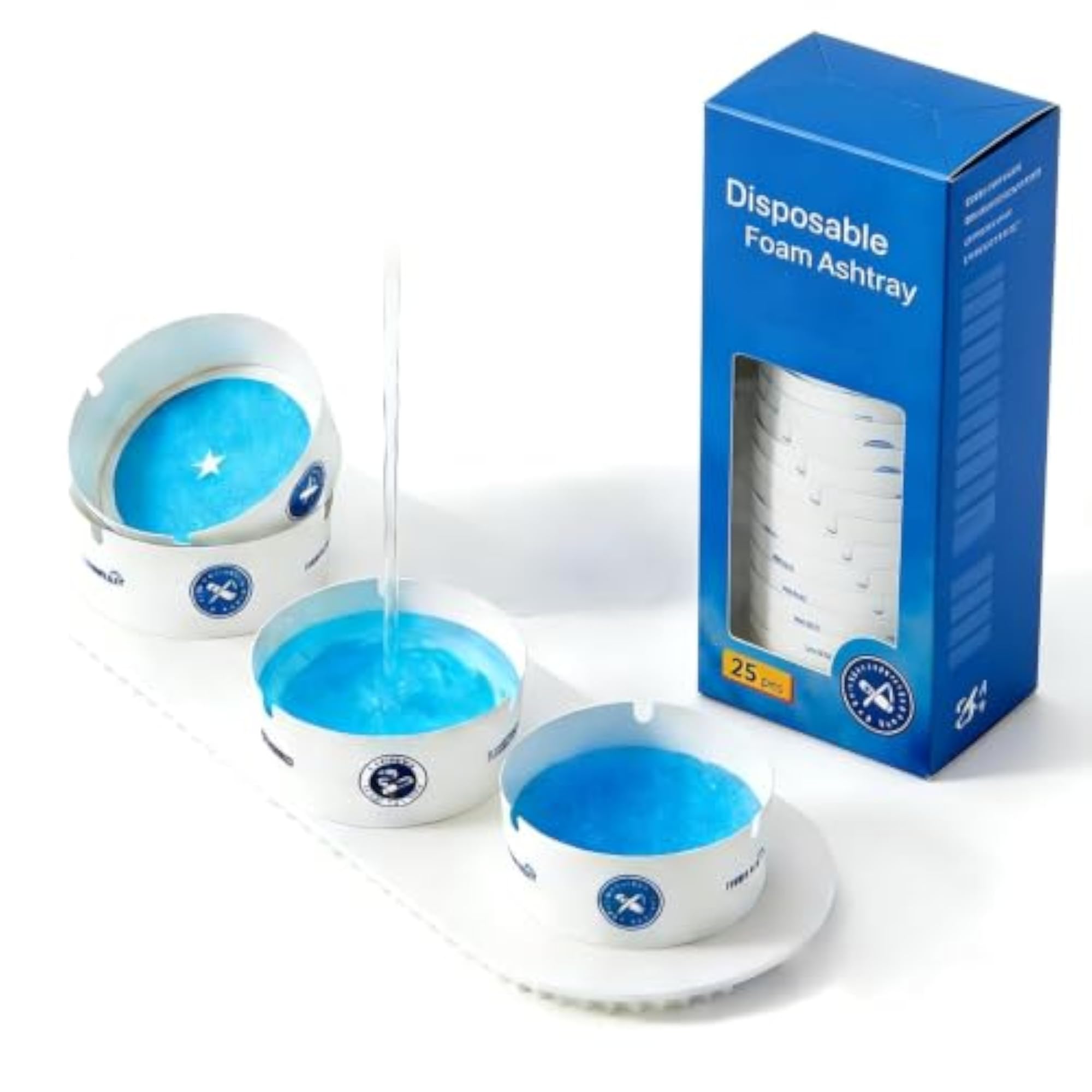 Disposable Foam Ashtrays for Cigarettes 25 Pack