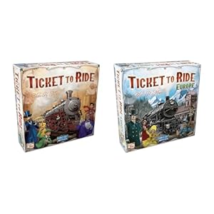 Ticket to Ride & Ticket to Ride Europe Board Game Bundle – Classic Train Adventure Strategy Games for Family Game Night, Perfect for Kids & Adults, Ages 8+, 2-5 Players