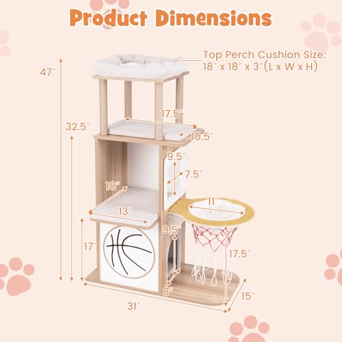 Árbol moderno para gatos Tangkula 31x15x47 pulg miniatura 3