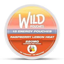 Wild Single 220mg Caffeine Pouches Nicotine Free Raspberry Lemon Heat - 15 x Energy Pouches - Caffeine Pouch Available as Single and 5 Packs